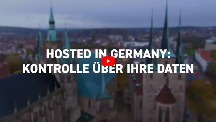 Blick auf den Erfurter Dom - Link zum Video „Warum der Serverstandort Deutschland“